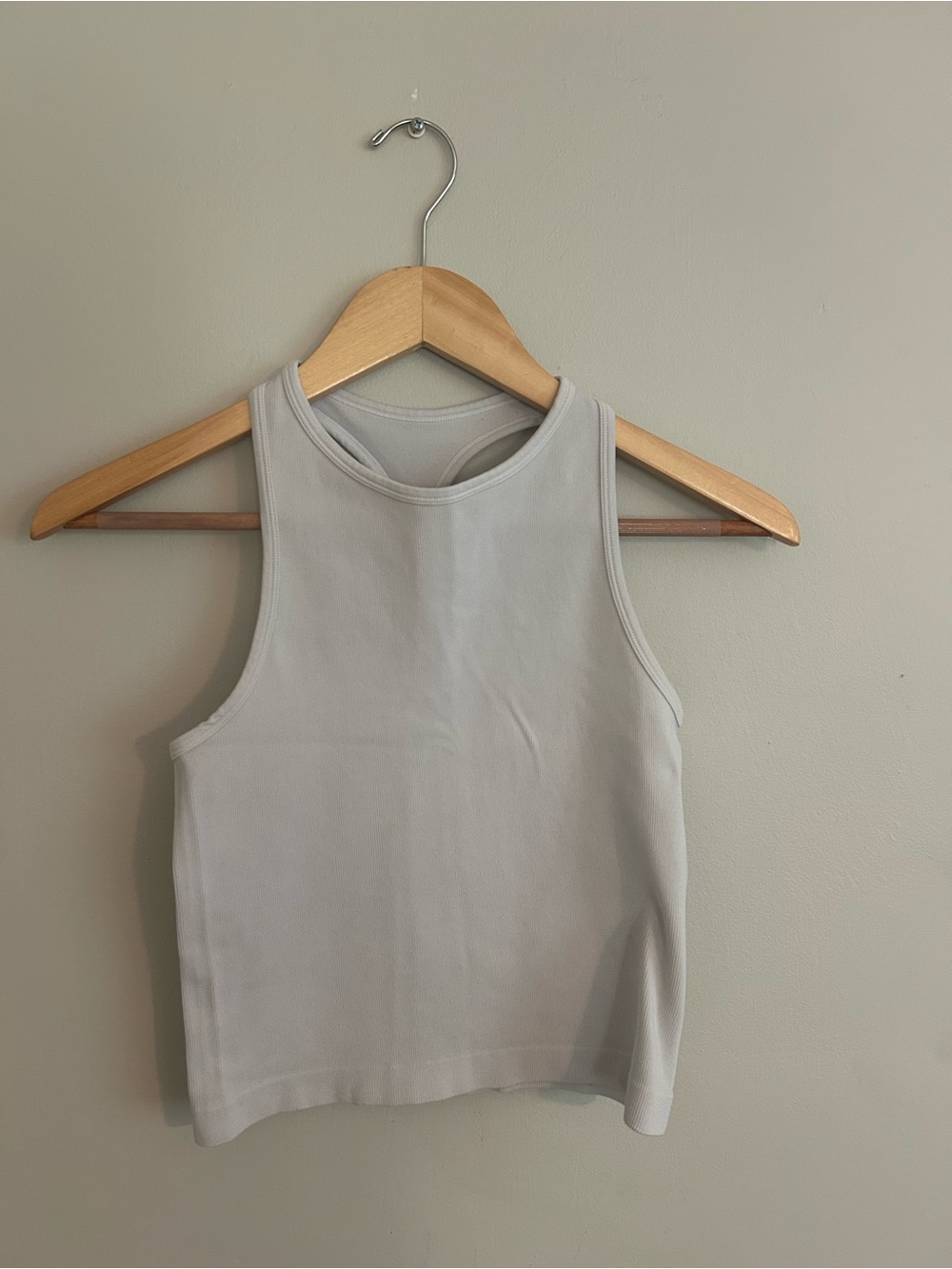 Free People Ribbed High-Neck Tank in Light Gray